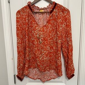 NWT Monoplaza Jimmy Shirt Womens XS Naif Orange Tassel Long Sleeve